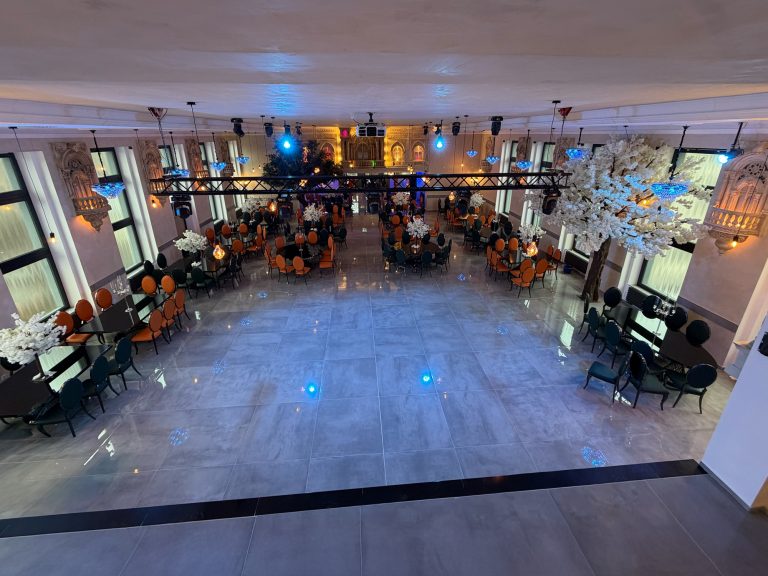 Veranstaltungssaal Essen Gesamtansicht von oben, moderner Saal für bis zu 199 Personen